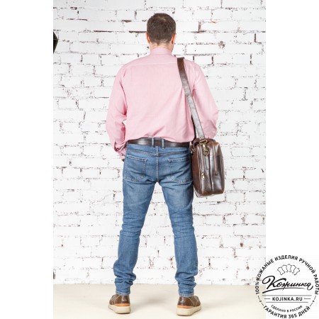 Кожаная мужская сумка-рюкзак "Генри" (коричневый эксклюзив)